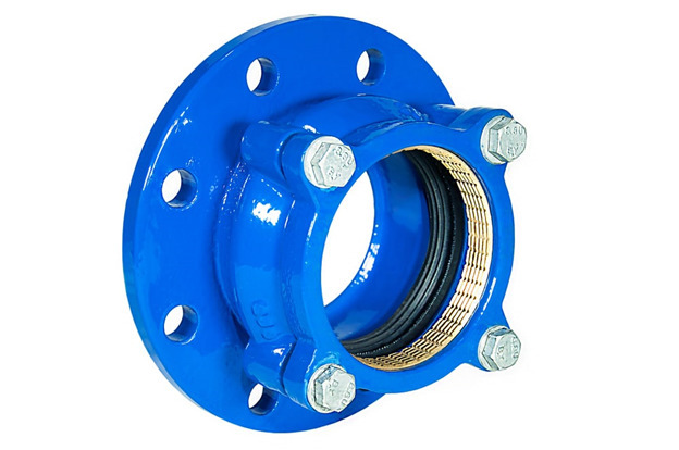 cast iron pipe wall thickness, Blue cast iron flange mounting pipeline adapter with rubber sealing and extra grip ring.