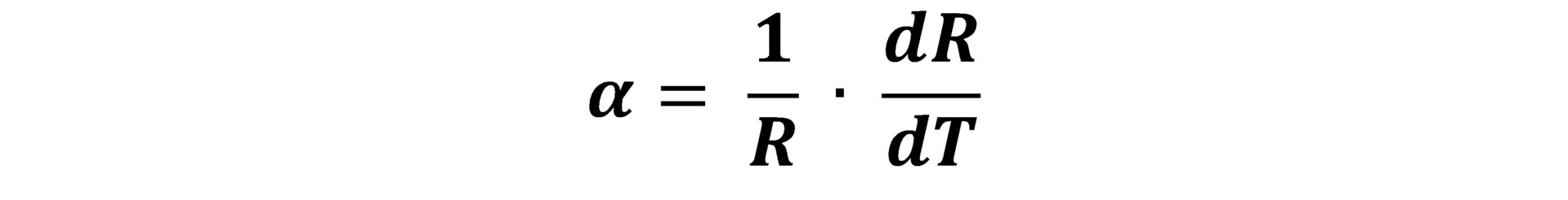Equation for the alpha of a thermistor.