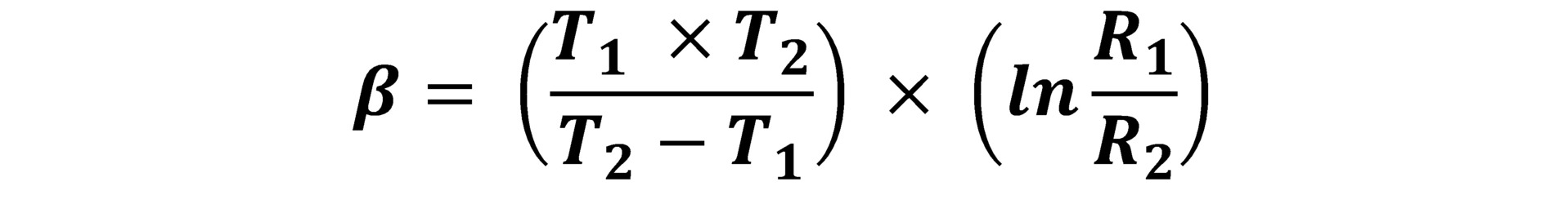 Equation for the Beta constant of a thermistor.