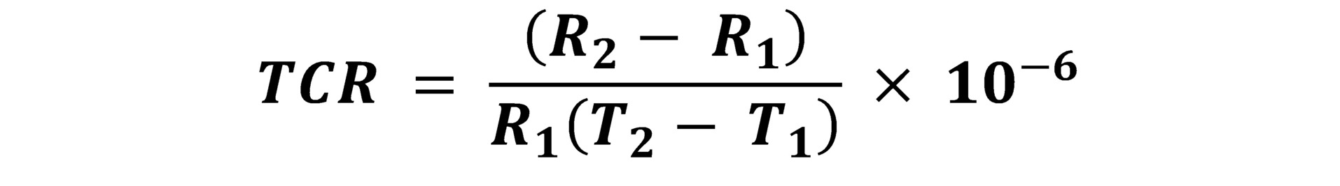 Equation for the temperature coefficient of resistance.