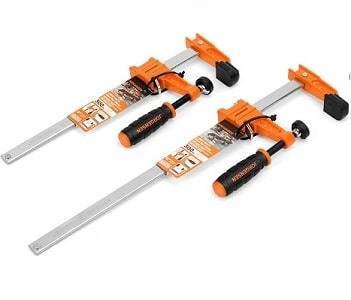Wood Metal Clamp Set 4 Set 3/4’’ Quick Release Heavy Duty Wide Base Iron Woodworking Workbench Wood Gluing Pipe 
