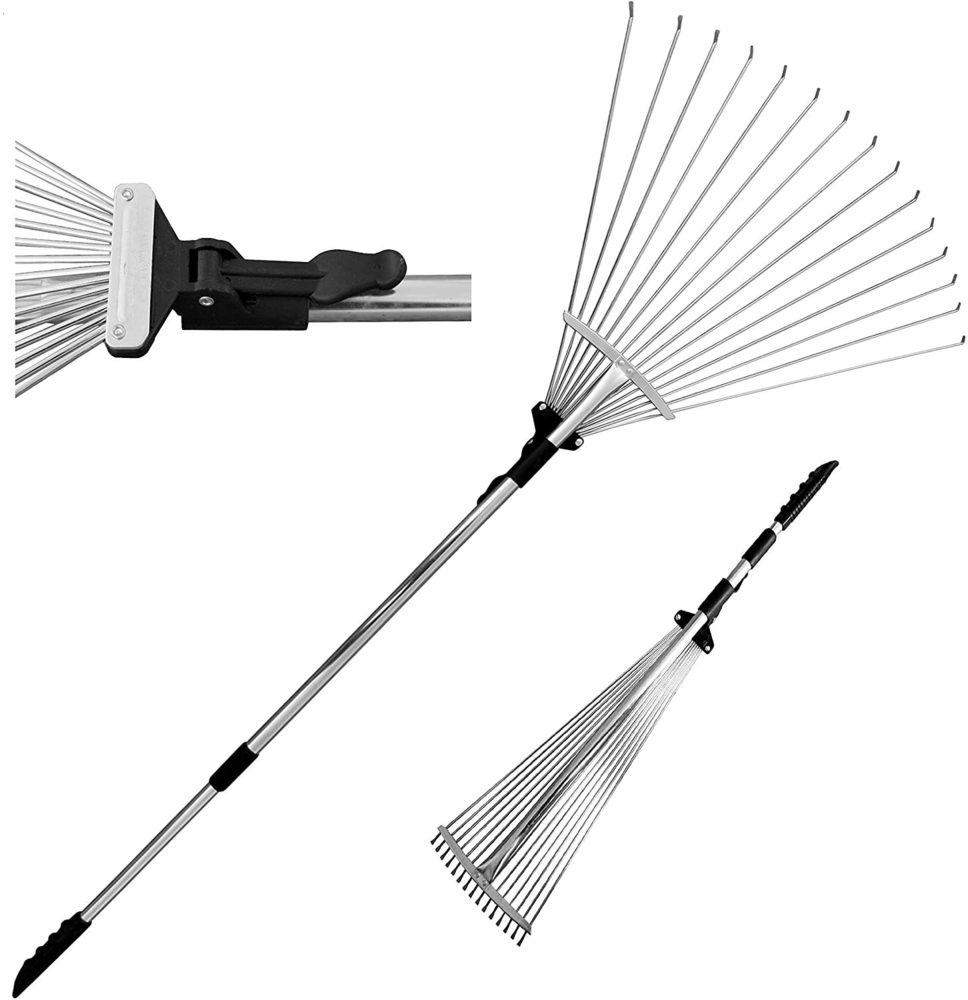 Luckyermore Adjust Lightweight Garden Leaf Rake Telescopic Expandable 7.5”-20” 