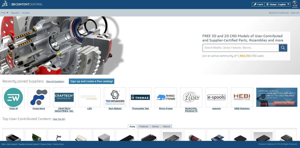 3D ContentCentral - Free 3D CAD Models, 2D Drawings, and Supplier Catalogs