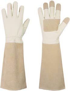 Thorn Proof Cowhide Leather Garden Work Gloves SUNYPLAY Gardening Gloves for Women/Men 