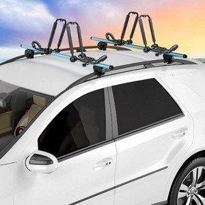SUV Truck Double Kayak Carrier Rooftop Mount on Crossbar Clothink Kayak Rack 2 Pairs with 4 Tie Down Cam Straps 