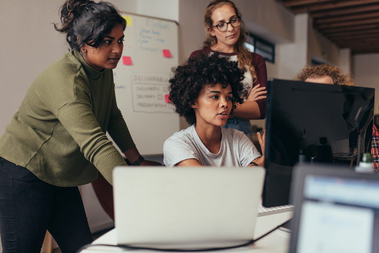 People working together on a computer