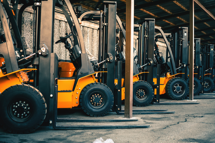 Forklifts in a facility