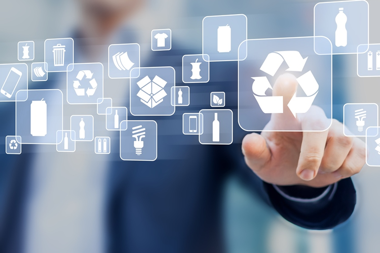 Man using waste management software
