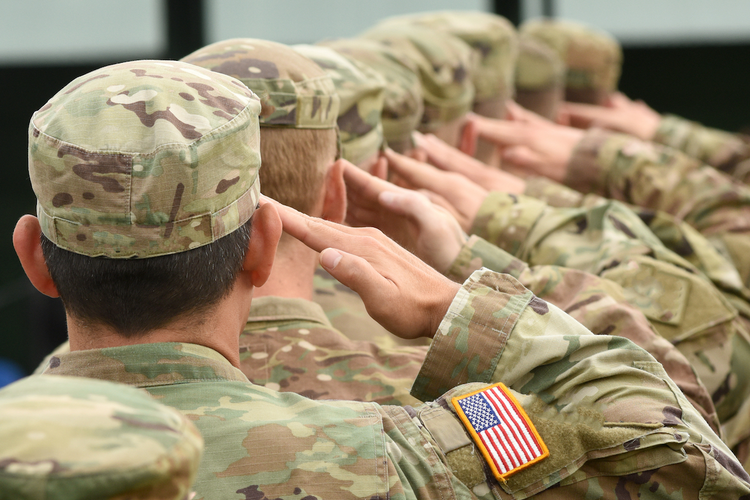 U.S. soldiers giving salute