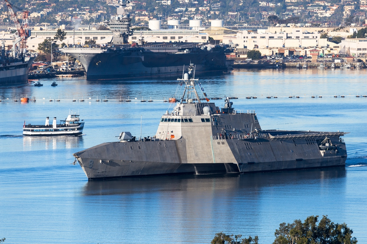 Littoral combat ship in the water