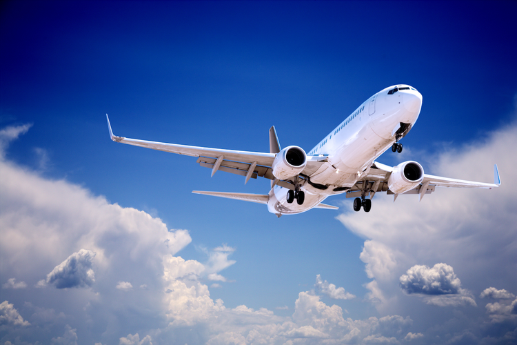 Boeing 737 jet in flight