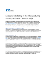 Sales and Marketing in the Manufacturing Industry and How CRM Can Help