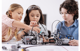 Kids working on a tech project