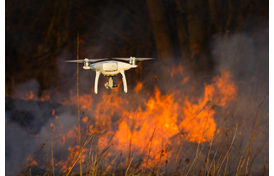 Drone capturing image of fire.