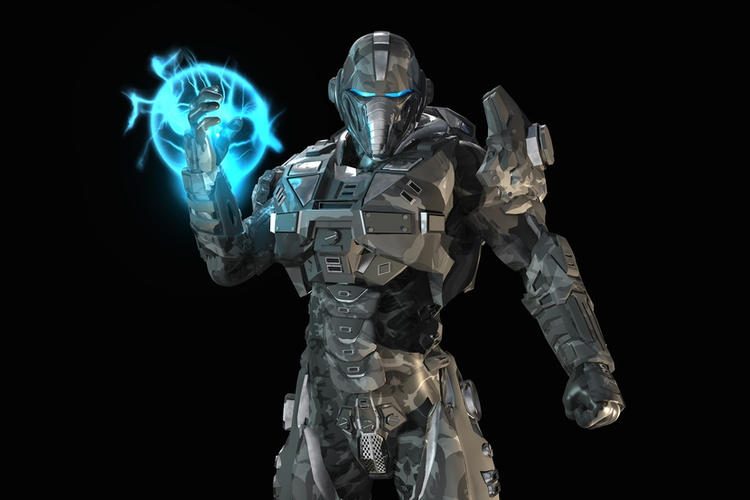 Futuristic robot soldier.