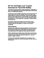 WP 191 Clarification Over Tungsten Electrodes for TIG/GTAW Welding
