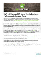 3-Ways Outsourced HR Teams Elevate Employee Performance &amp; Decrease Costs