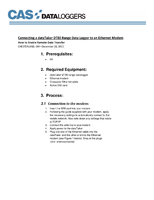 Connecting a DataTaker DT80 Range Data Logger to an Ethernet Modem: How to Enable Remote Data Transfer