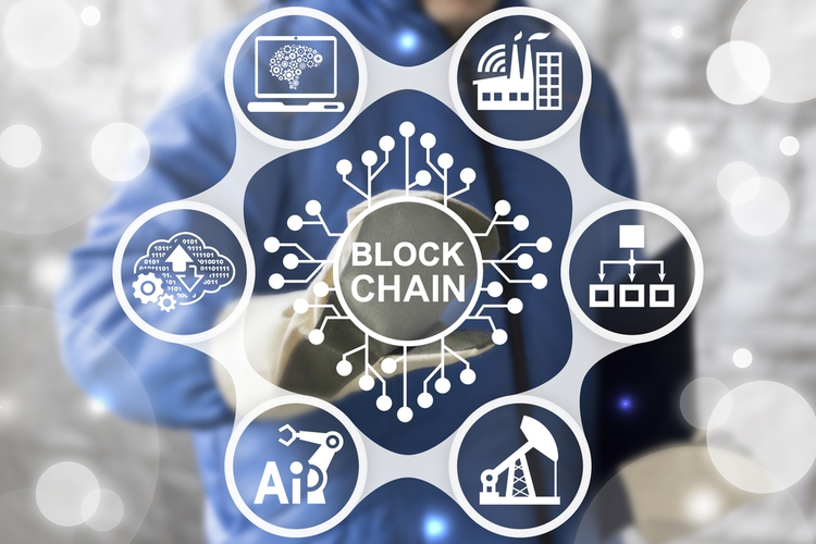 Blockchain Industrial Strategy Concept.