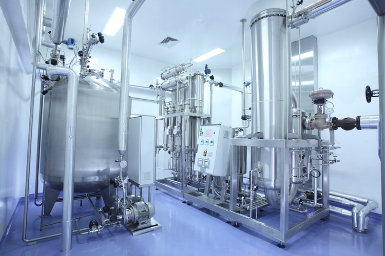 Tanks in the manufacturing facility of a pharmaceutical factory.